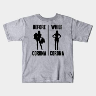 Shopping Before while Corona Covid-19 Funny Kids T-Shirt